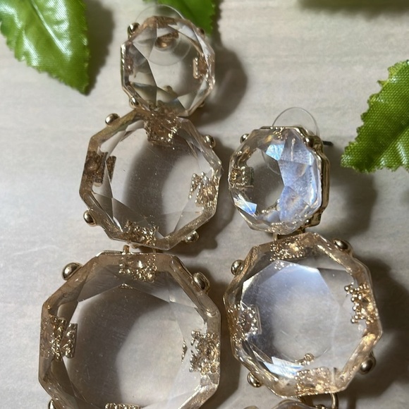 Transparent Crystal Resin Dangle Earrings - Picture 5 of 13